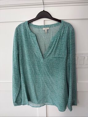 Joie Mint Teal Patterned V-Neck Top
